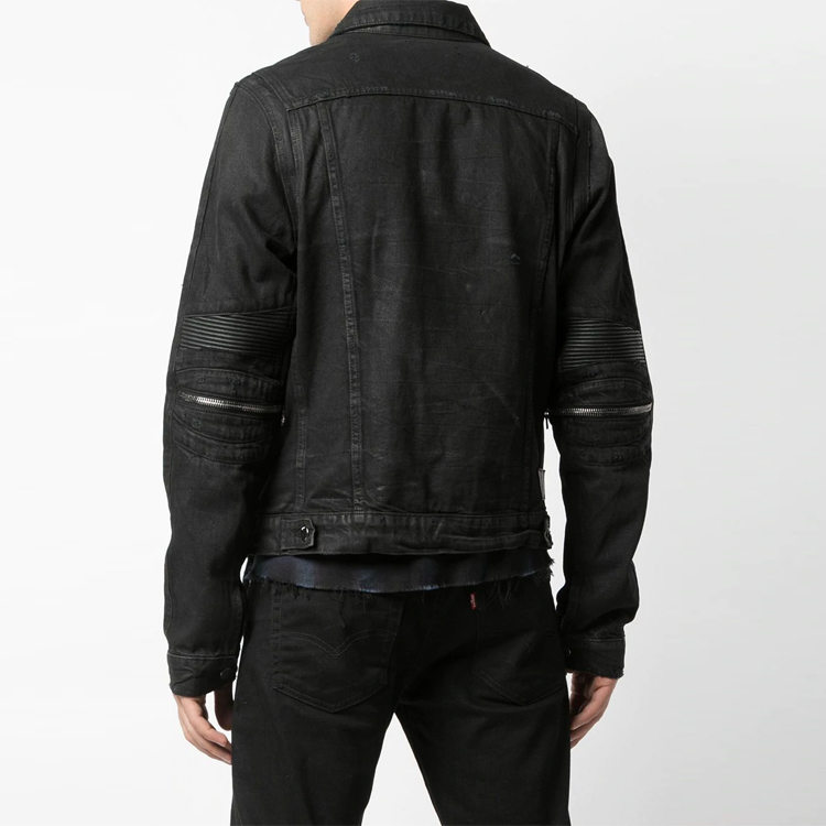 Shop AMIRI 黑色休閒版型丹寧外套，帶多功能口袋與拉鍊設計。 W9M04155RD-BKX