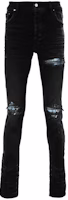 AMIRI Black Skinny Distressed Jeans with Handcrafted Detailing. PS24MDS004-051 AMIRI Black Skinny Distressed Jeans with Handcrafted Detailing. PS24MDS004-051