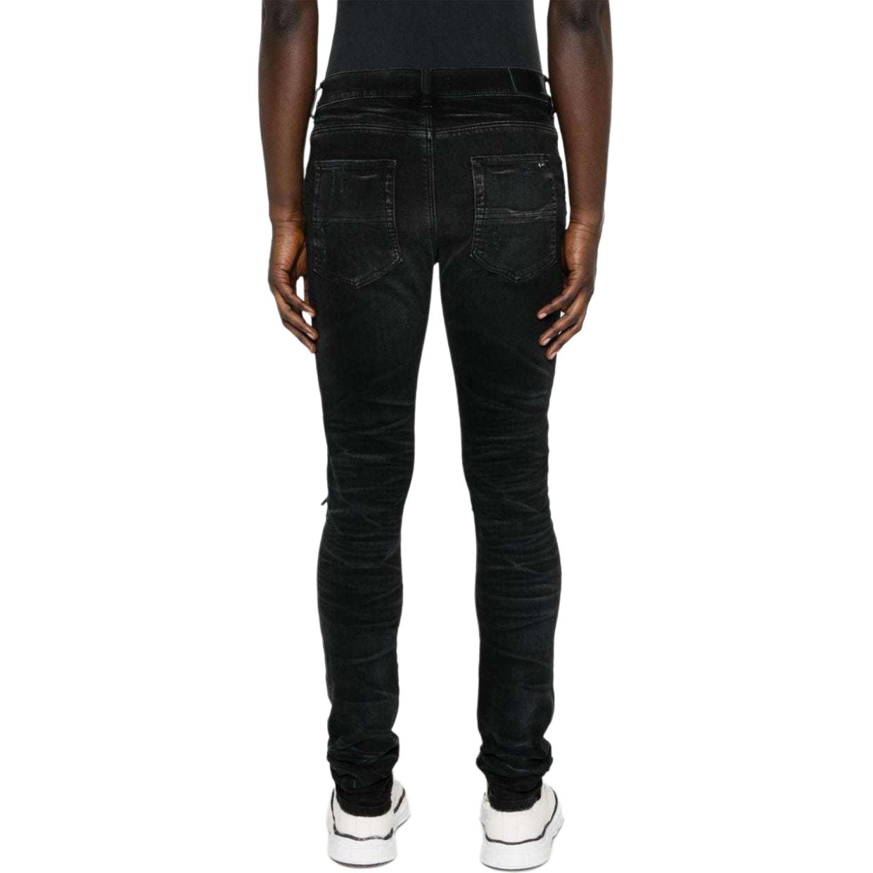 Shop AMIRI 黑色修身破洞手工細節牛仔褲 PS24MDS004-051