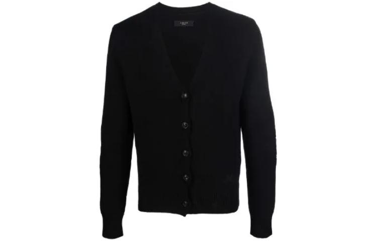 AMIRI  Black Solid V-Neck Button-Up Long Sleeve Knit Cardigan MKC006-001