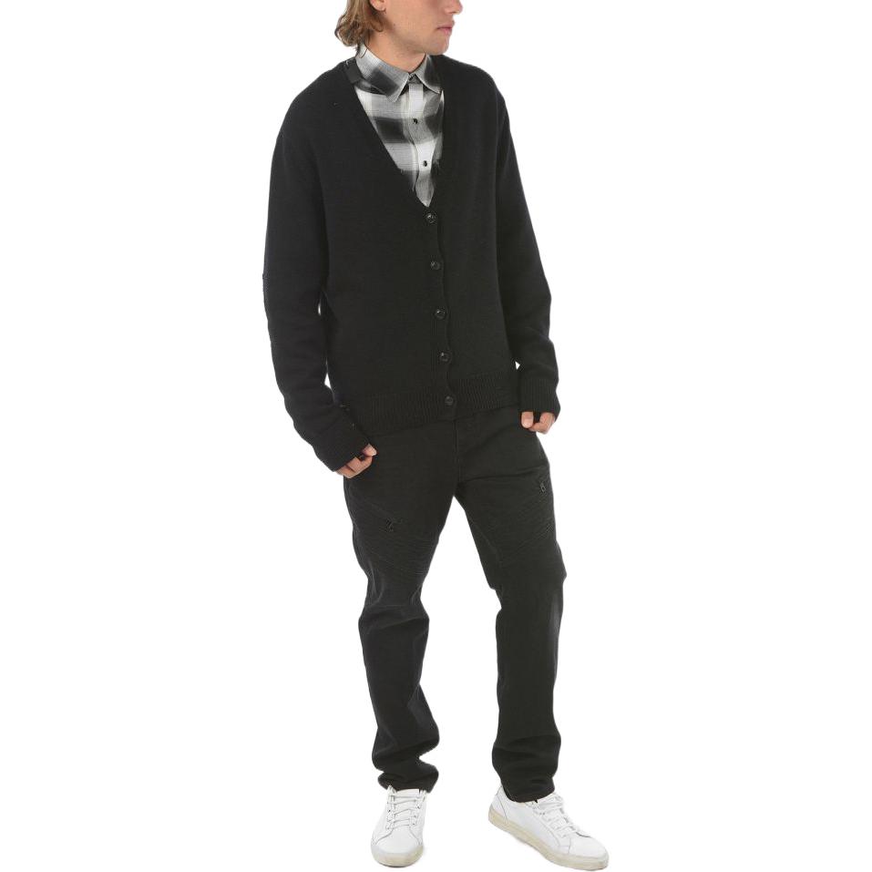 Lookbook AMIRI 黑色V領鈕扣長袖針織開衫 MKC006-001