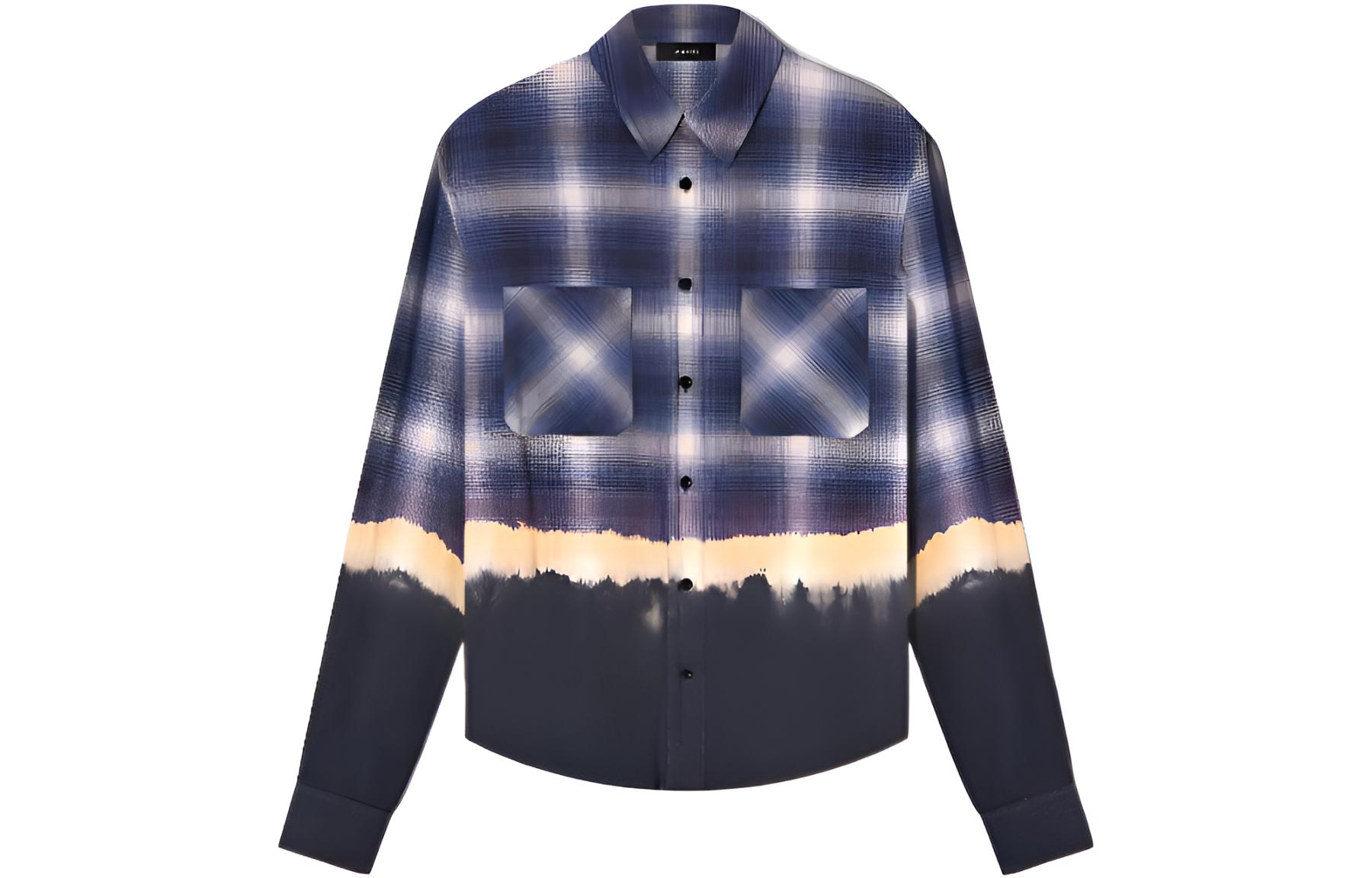AMIRI  Bleached Bandana Plaid Long Sleeve Shirt PF22MSL005-420