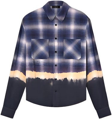 AMIRI 漸層漂白藍染格紋長袖襯衫 PF22MSL005-420 Buy AMIRI 漸層漂白藍染格紋長袖襯衫 PF22MSL005-420
