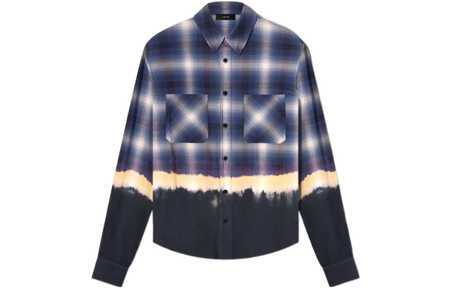 Order AMIRI 漸層漂白藍染格紋長袖襯衫 PF22MSL005-420
