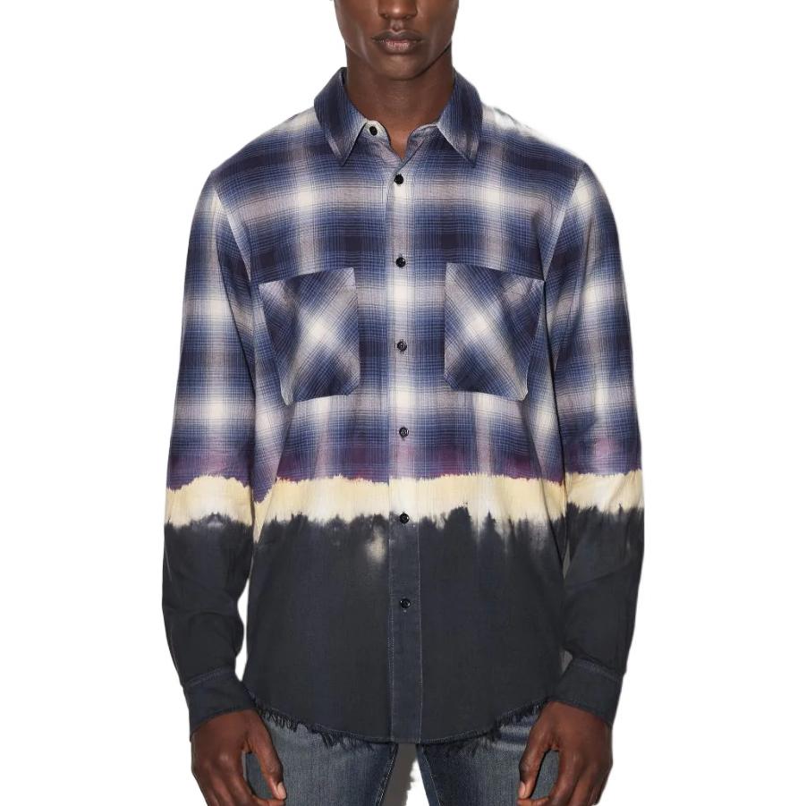 Lookbook AMIRI 漸層漂白藍染格紋長袖襯衫 PF22MSL005-420