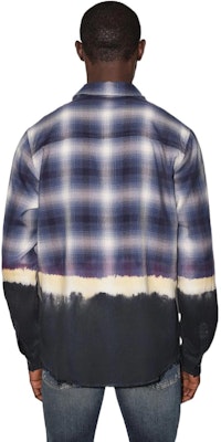 AMIRI 漸層漂白藍染格紋長袖襯衫 PF22MSL005-420 Shop AMIRI 漸層漂白藍染格紋長袖襯衫 PF22MSL005-420