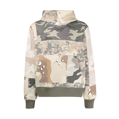 AMIRI Camo Hoodie with Patch Design in Army Green. MJGH006-901
