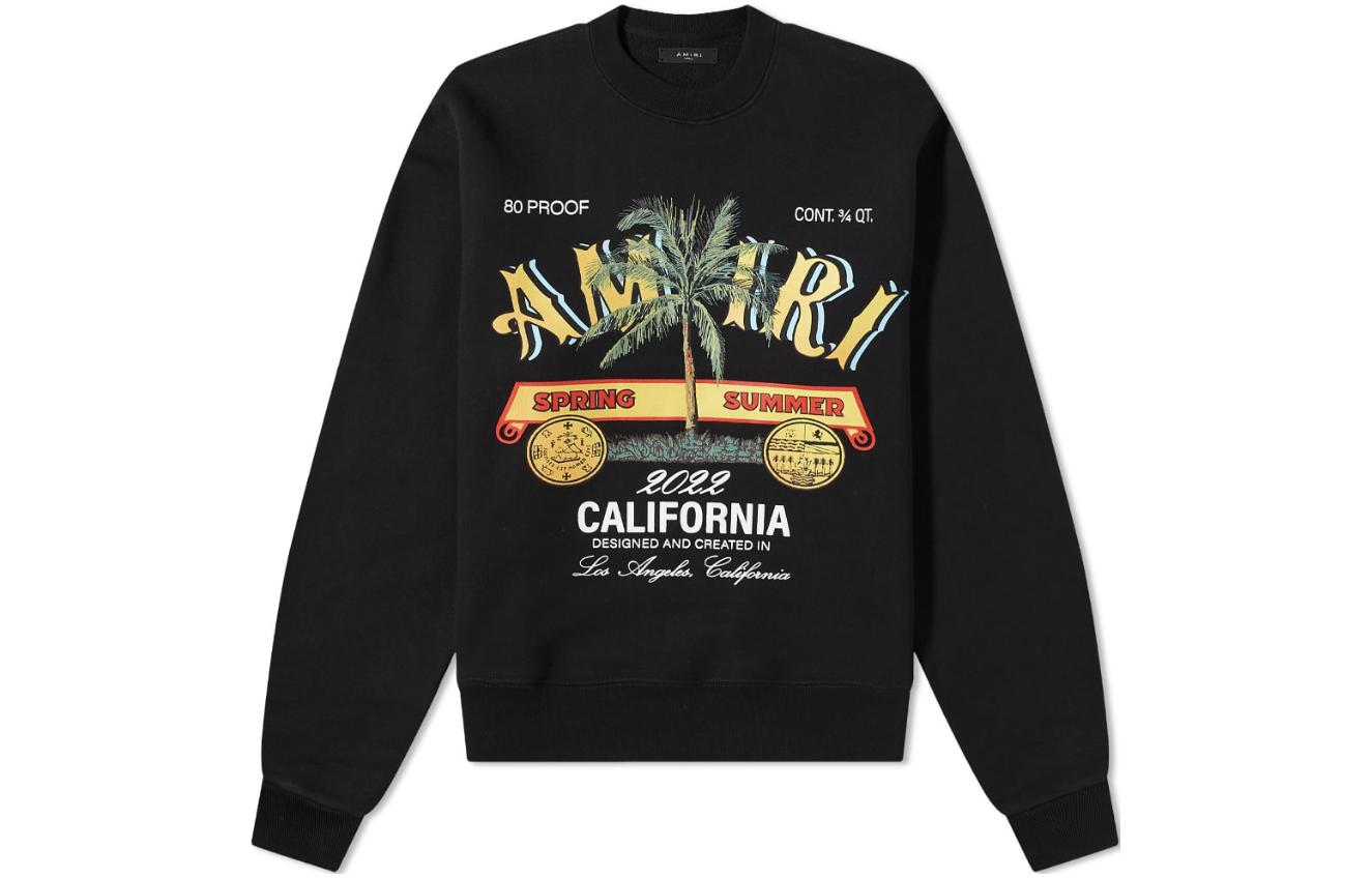 AMIRI  Coconut Tree Print Crewneck Pullover Sweatshirt Black. SS22MJG002-001