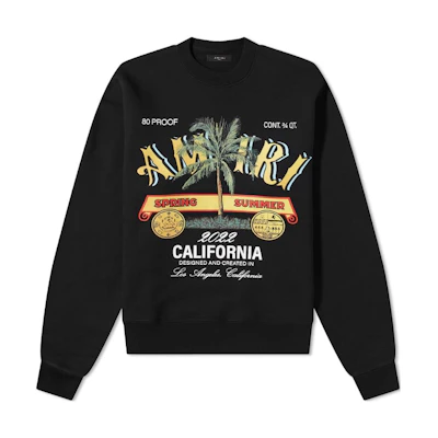 AMIRI Coconut Tree Print Crewneck Pullover Sweatshirt Black. SS22MJG002-001