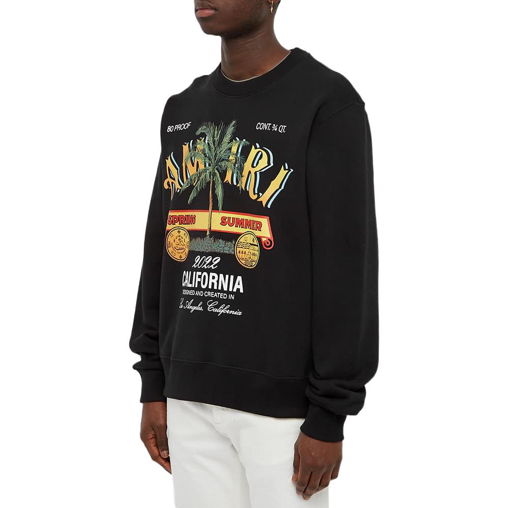 Purchase AMIRI 椰子樹印花黑色圓領套頭衫長袖T恤 SS22MJG002-001