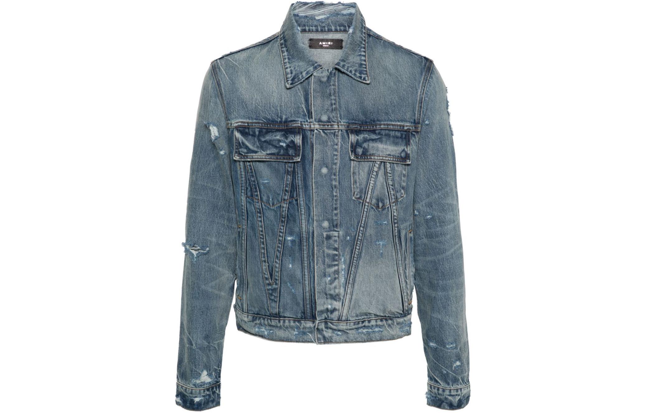 Order AMIRI 做舊標誌貼布牛仔外套 中藍色 AMDNTR1001-406