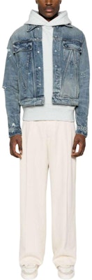 AMIRI 做舊標誌貼布牛仔外套 中藍色 AMDNTR1001-406 Lookbook AMIRI 做舊標誌貼布牛仔外套 中藍色 AMDNTR1001-406