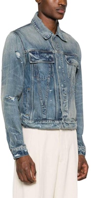 AMIRI 做舊標誌貼布牛仔外套 中藍色 AMDNTR1001-406 Purchase AMIRI 做舊標誌貼布牛仔外套 中藍色 AMDNTR1001-406