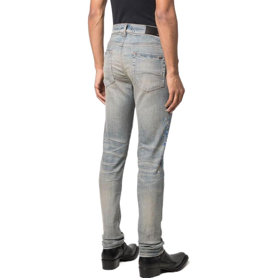 Shop AMIRI ダメージペイントスプラッタージーンズ ブルー MDS114-408