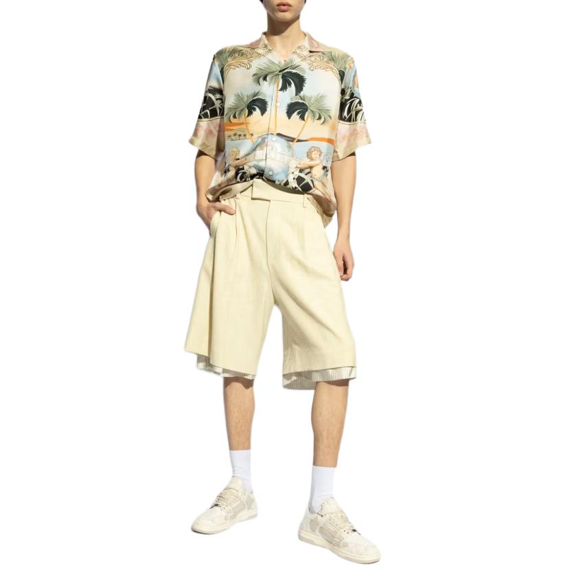 Lookbook AMIRI 基本款拉鍊休閒寬鬆短褲 芥末黃色 AMSHCA1012-751