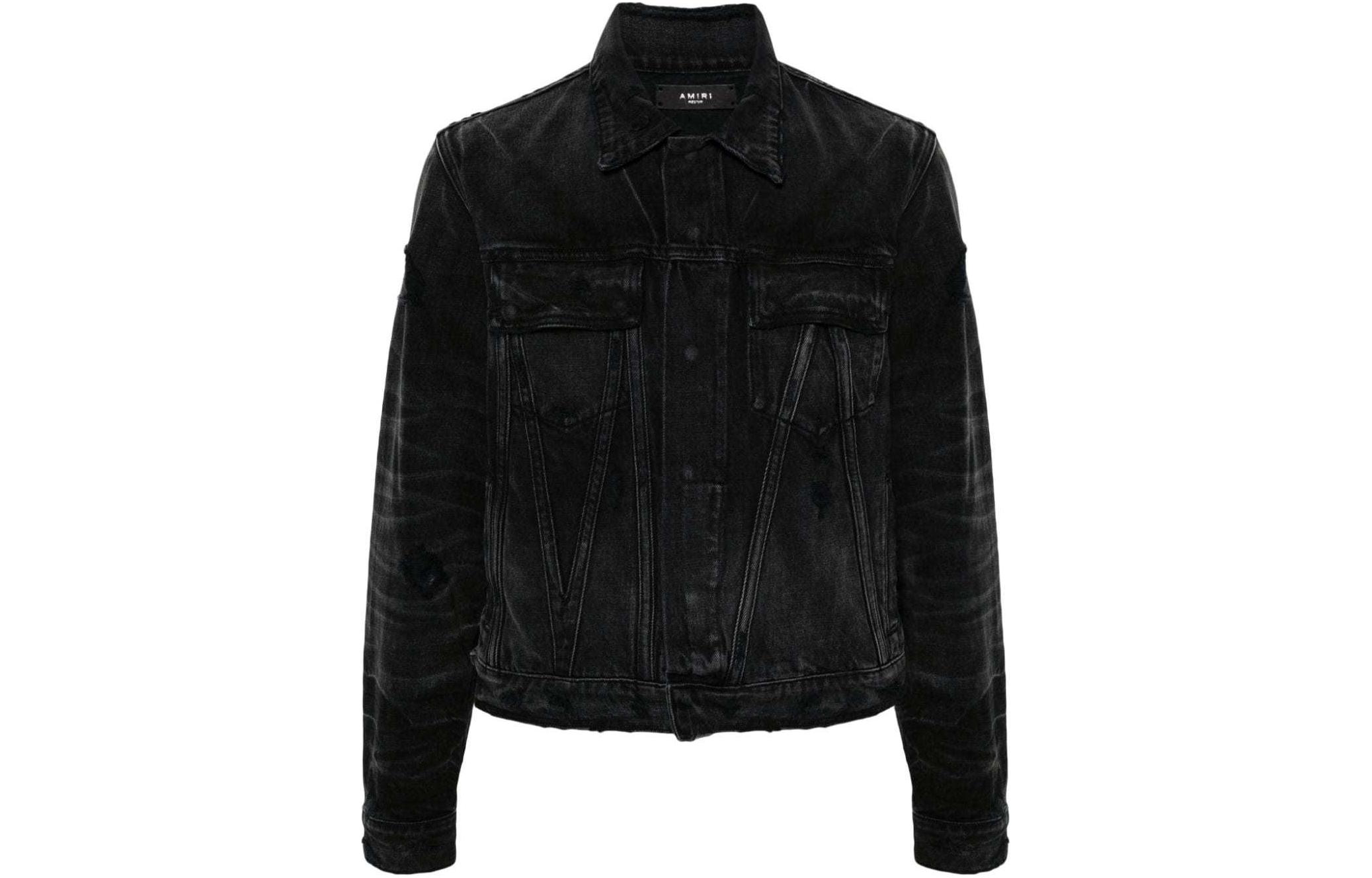 AMIRI  Faded Patchwork Denim Jacket - Black. AMDNTR1001-051