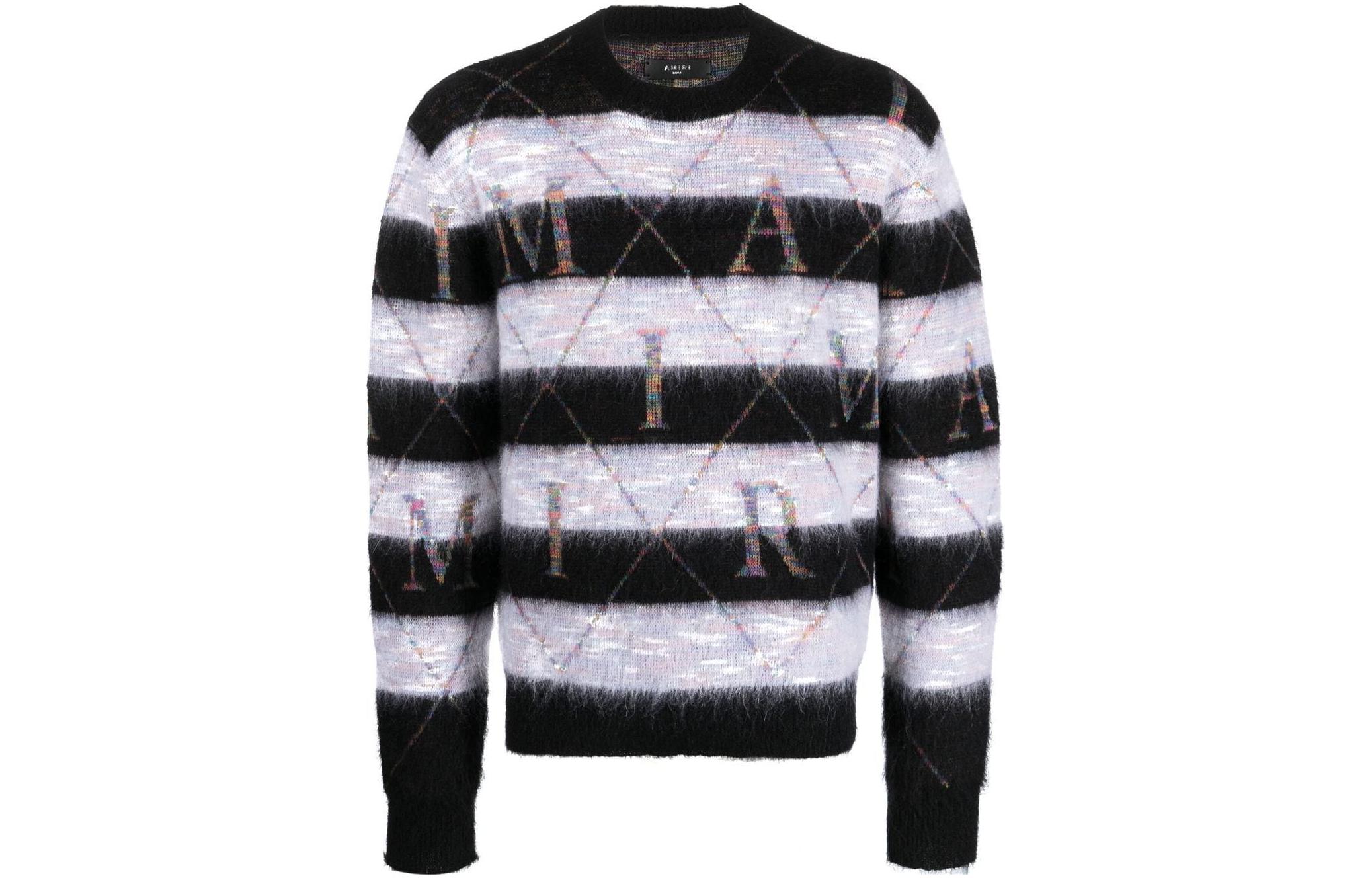 Order AMIRI Abu Sweater Rajut Crewneck Striped Letter Intarsia. PS23MKL010-004