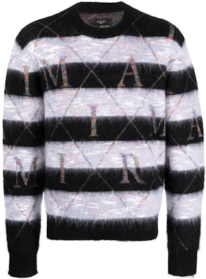 AMIRI Abu Sweater Rajut Crewneck Striped Letter Intarsia. PS23MKL010-004 Order AMIRI Abu Sweater Rajut Crewneck Striped Letter Intarsia. PS23MKL010-004