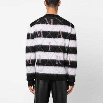 AMIRI Abu Sweater Rajut Crewneck Striped Letter Intarsia. PS23MKL010-004 Shop AMIRI Abu Sweater Rajut Crewneck Striped Letter Intarsia. PS23MKL010-004