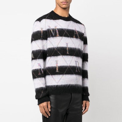 AMIRI Abu Sweater Rajut Crewneck Striped Letter Intarsia. PS23MKL010-004 Purchase AMIRI Abu Sweater Rajut Crewneck Striped Letter Intarsia. PS23MKL010-004