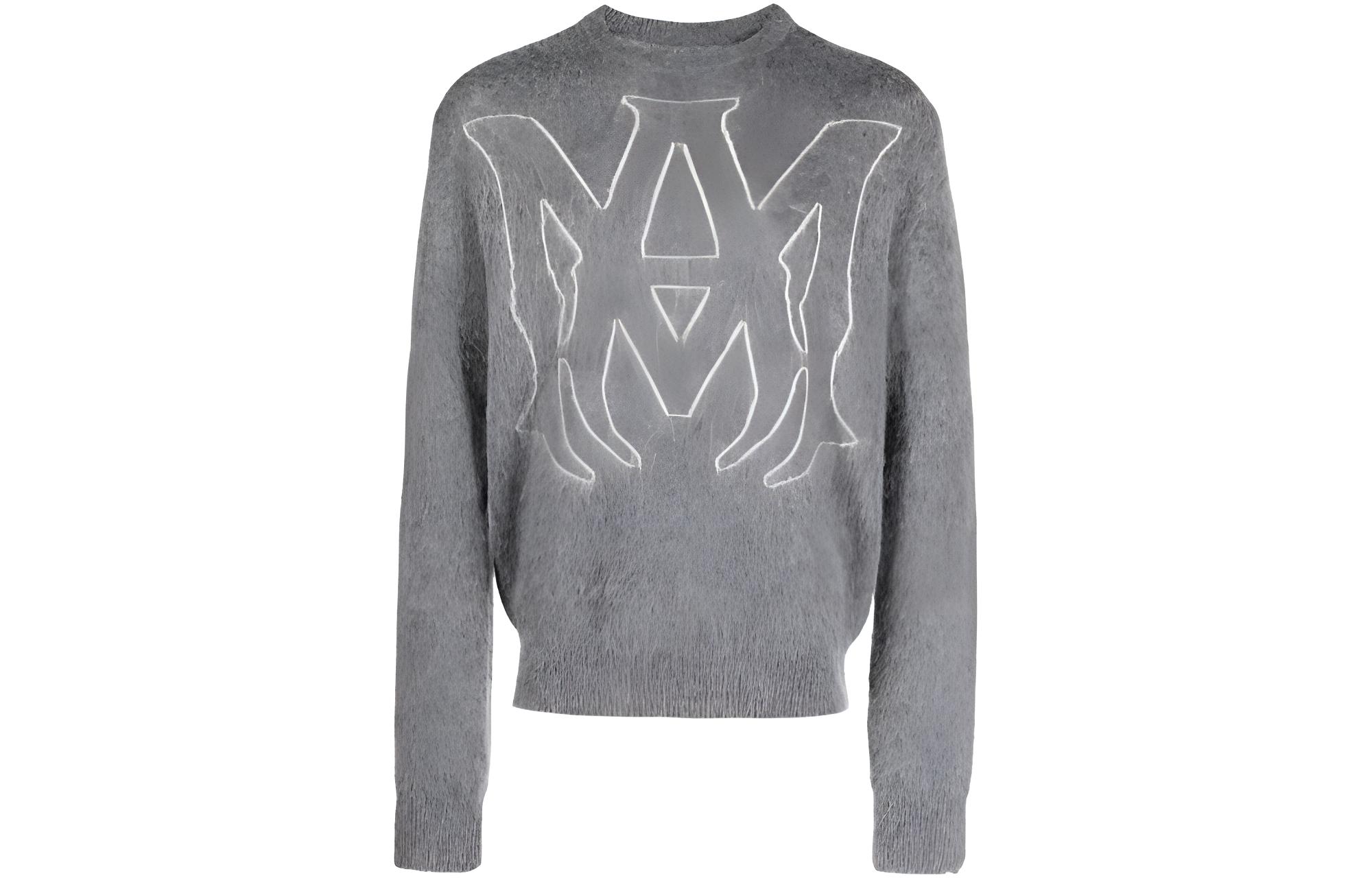AMIRI  Grey Crewneck Sweater with Letter Print Design. AW23MKL035-030