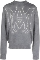 AMIRI Grey Crewneck Sweater with Letter Print Design. AW23MKL035-030 AMIRI Grey Crewneck Sweater with Letter Print Design. AW23MKL035-030