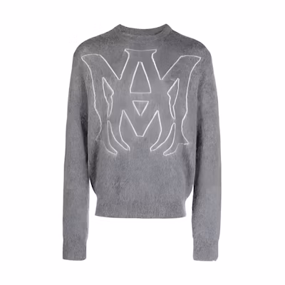 AMIRI Grey Crewneck Sweater with Letter Print Design. AW23MKL035-030