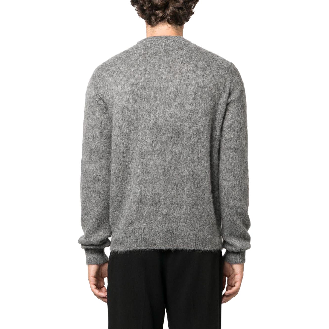 Shop AMIRI 灰色字母印花設計圓領毛衣。 AW23MKL035-030