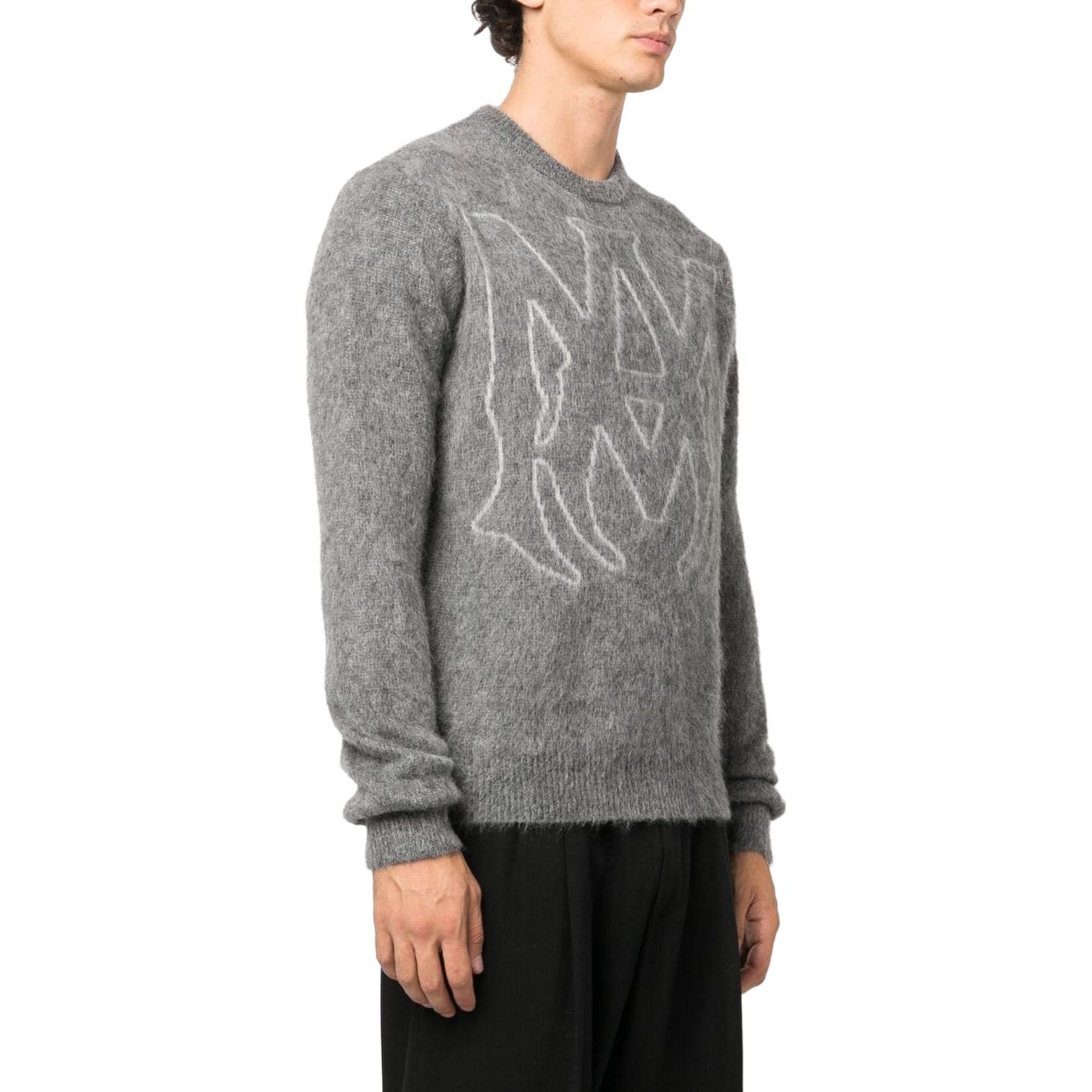 Purchase AMIRI 灰色字母印花設計圓領毛衣。 AW23MKL035-030