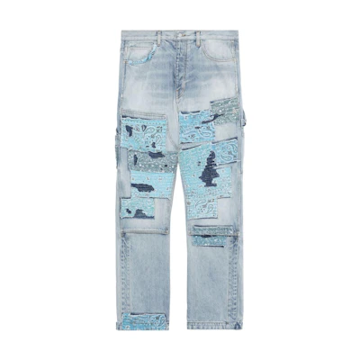 AMIRI High-Waisted Straight-Leg Jeans with Patch Details - Light Blue. PF23MDF038765
