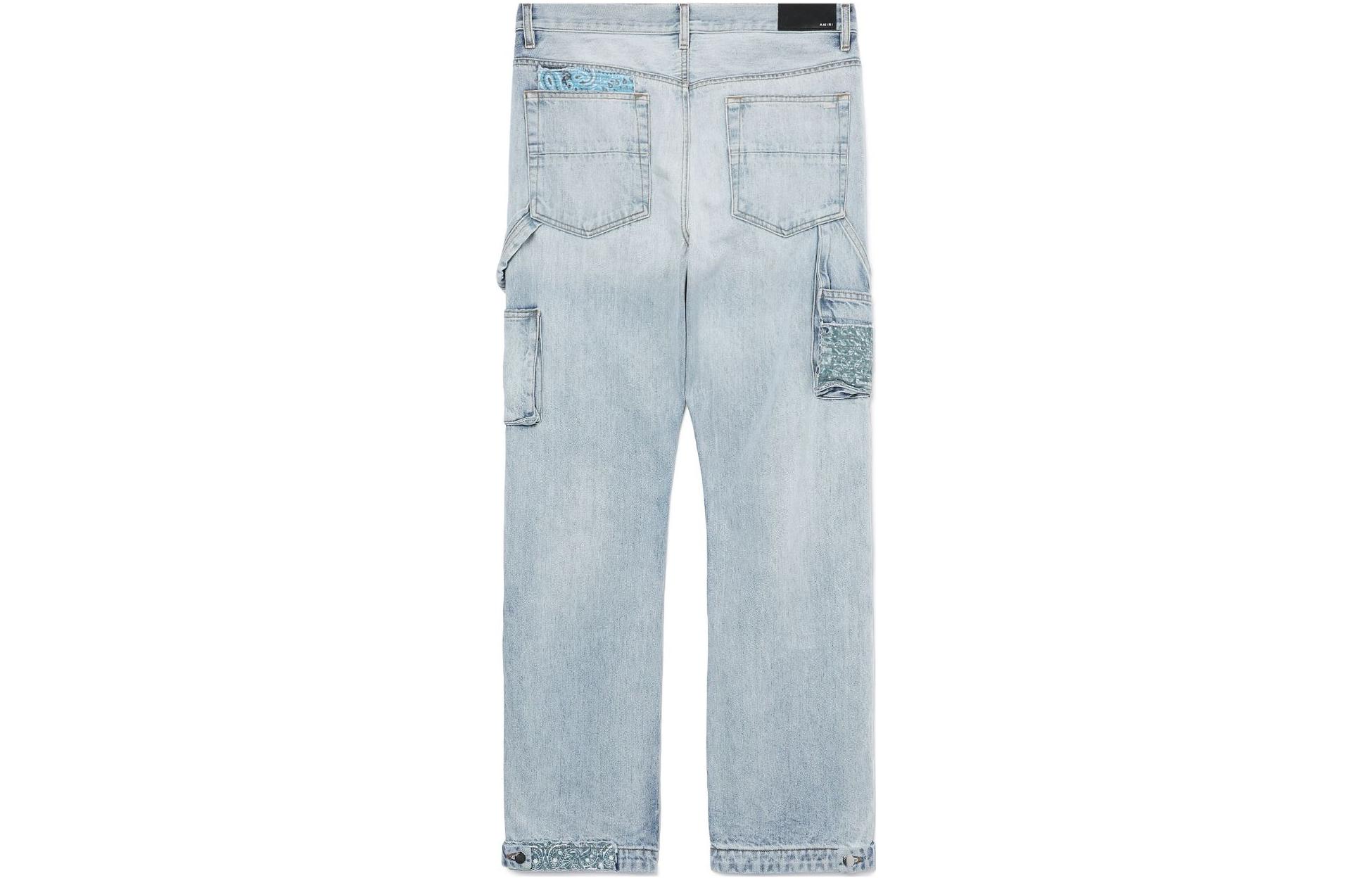 Lookbook アミリ ハイウエスト ストレートジーンズ パッチデザイン ライトブルー. PF23MDF038765
