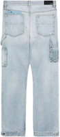 Lookbook AMIRI High-Waisted Straight-Leg Jeans with Patch Details - Light Blue. PF23MDF038765
