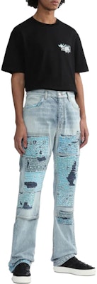 アミリ ハイウエスト ストレートジーンズ パッチデザイン ライトブルー. PF23MDF038765 Shop アミリ ハイウエスト ストレートジーンズ パッチデザイン ライトブルー. PF23MDF038765