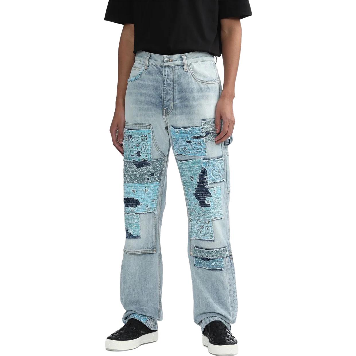 Details for アミリ ハイウエスト ストレートジーンズ パッチデザイン ライトブルー. PF23MDF038765
