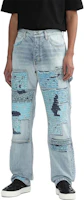 Details for AMIRI High-Waisted Straight-Leg Jeans with Patch Details - Light Blue. PF23MDF038765