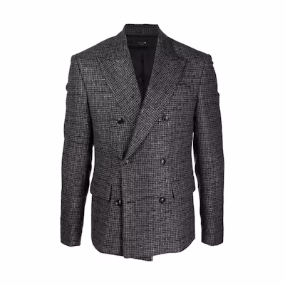 AMIRI Houndstooth Double-Breasted Blazer Black. MJF034000001