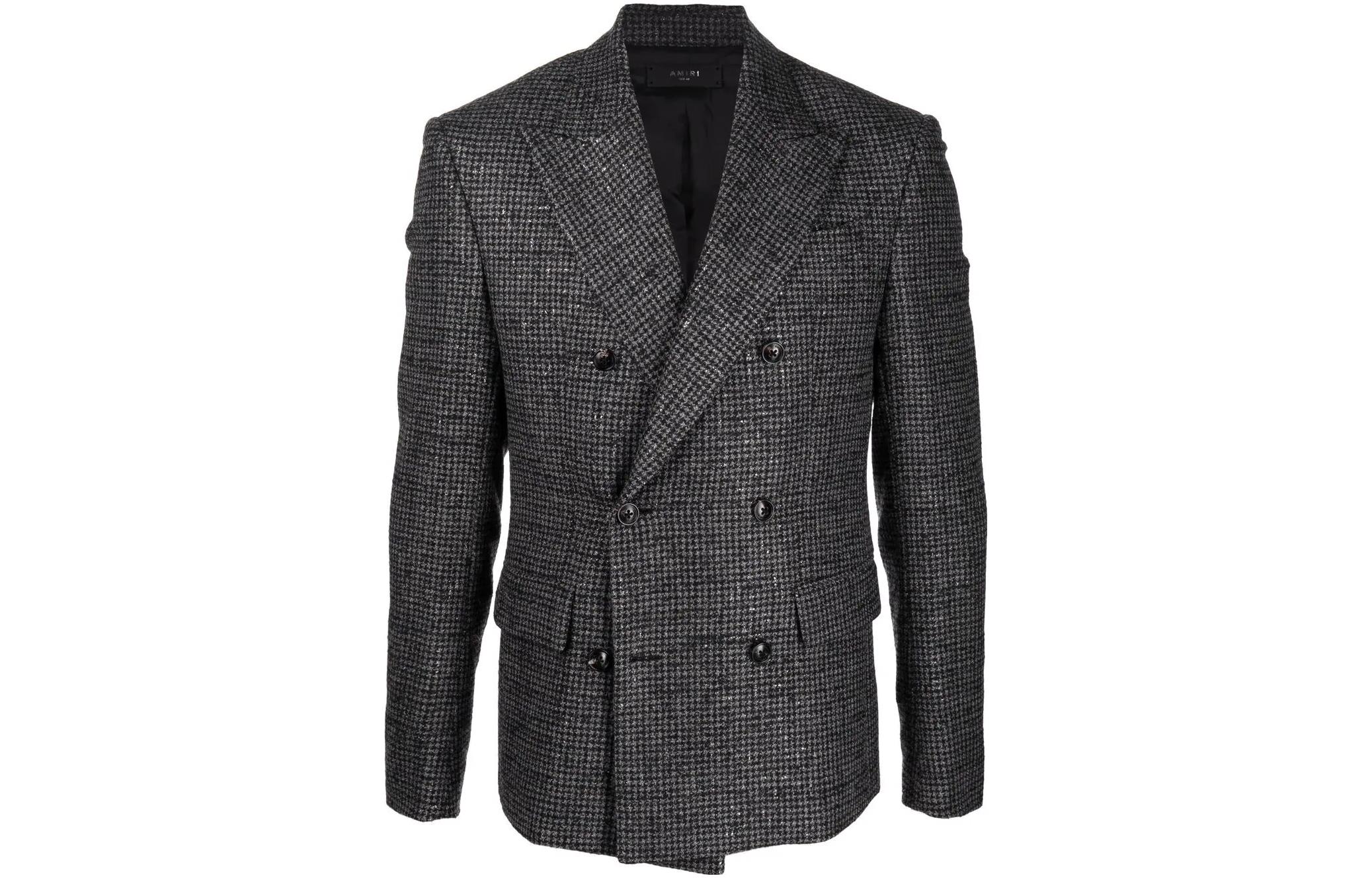 Order AMIRI 黑色千鳥格雙排扣西裝外套。 MJF034000001