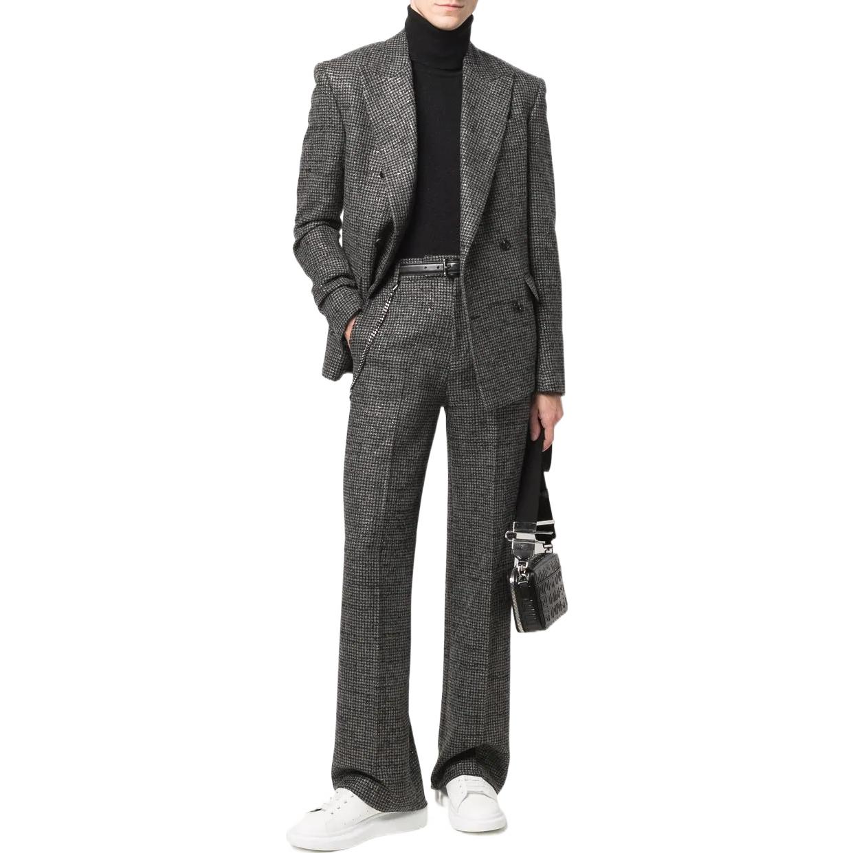 Lookbook AMIRI 黑色千鳥格雙排扣西裝外套。 MJF034000001