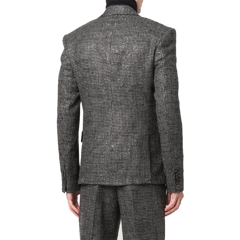 Shop AMIRI 黑色千鳥格雙排扣西裝外套。 MJF034000001