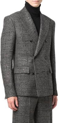 AMIRI 黑色千鳥格雙排扣西裝外套。 MJF034000001 Purchase AMIRI 黑色千鳥格雙排扣西裝外套。 MJF034000001