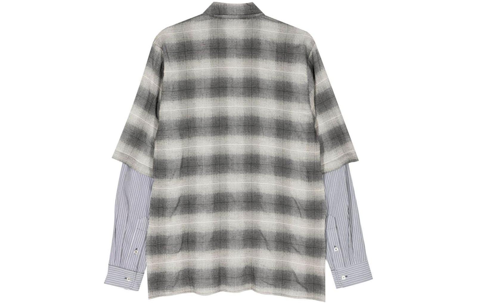 Lookbook アミリ レイヤードチェック オーバーサイズ 長袖シャツ - ブラック AMSTDT1007-001