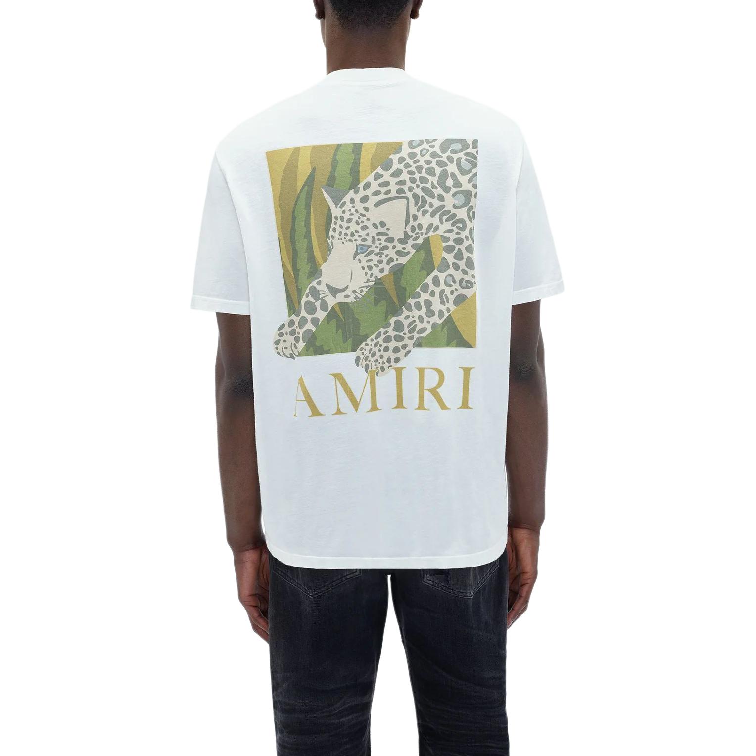 Lookbook AMIRI 豹紋標誌印花圓領白色T恤 AMJYTE1020-100