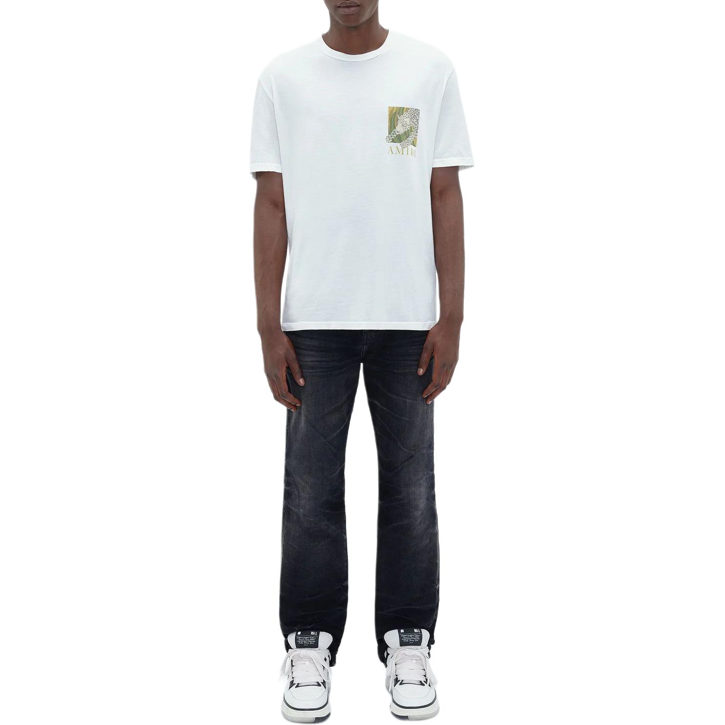 Purchase AMIRI 豹紋標誌印花圓領白色T恤 AMJYTE1020-100