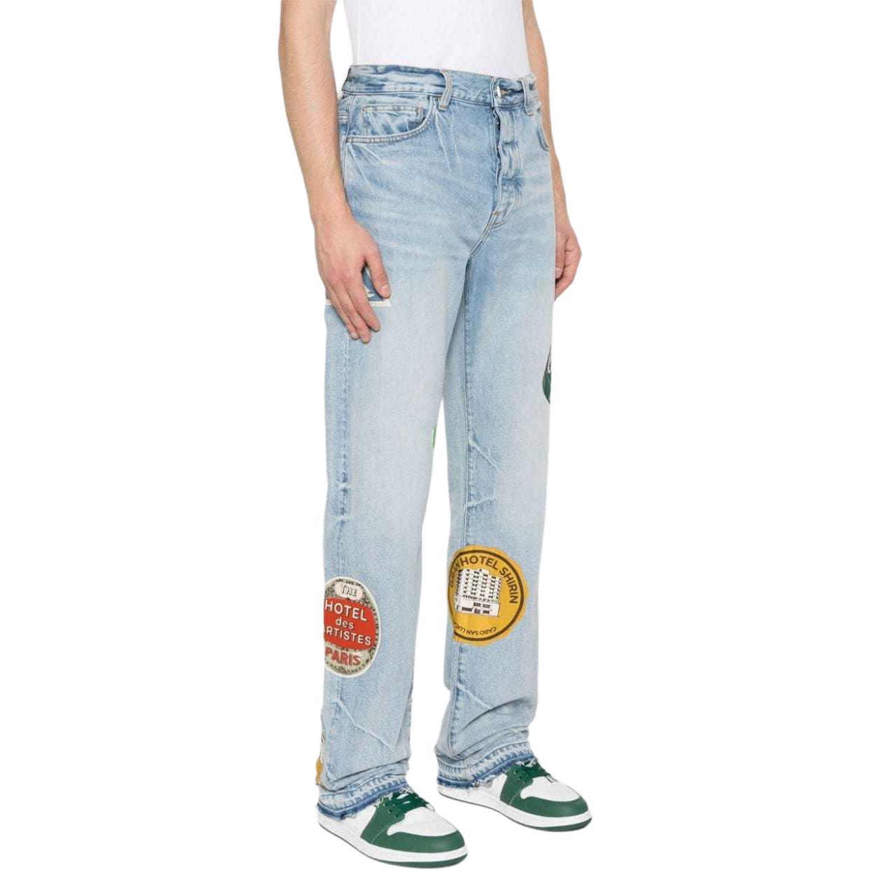 Purchase AMIRI 淺藍色拼布直筒割線牛仔褲 AMDNGG1001