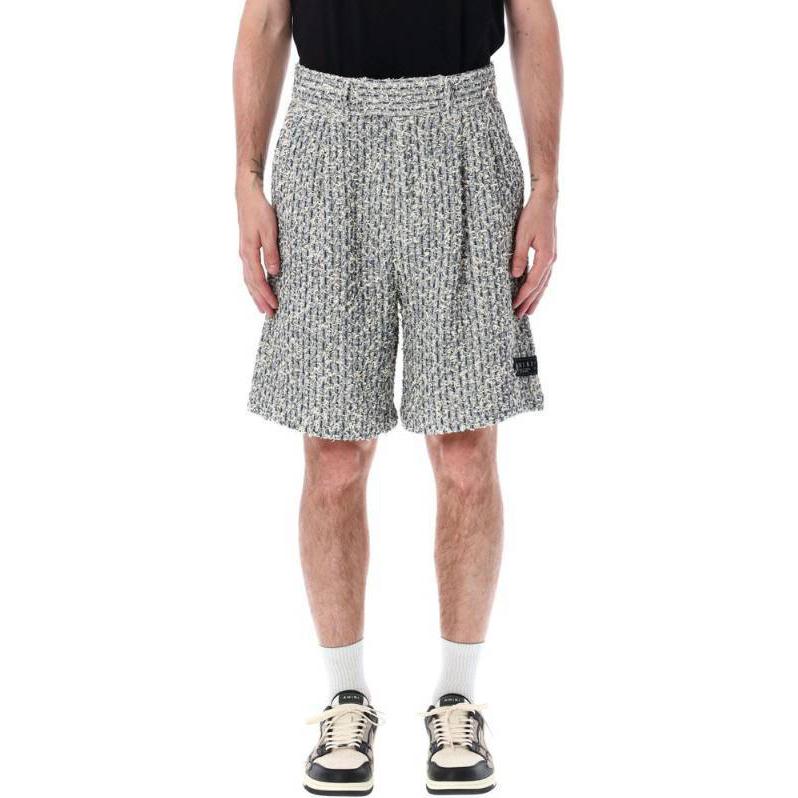 AMIRI  Light Blue Tweed High-Waist Elastic Shorts Casual Short Pants. AMSHFO1002-TASHLEYBLU
