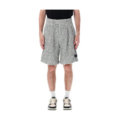 AMIRI Light Blue Tweed High-Waist Elastic Shorts Casual Short Pants. AMSHFO1002-TASHLEYBLU