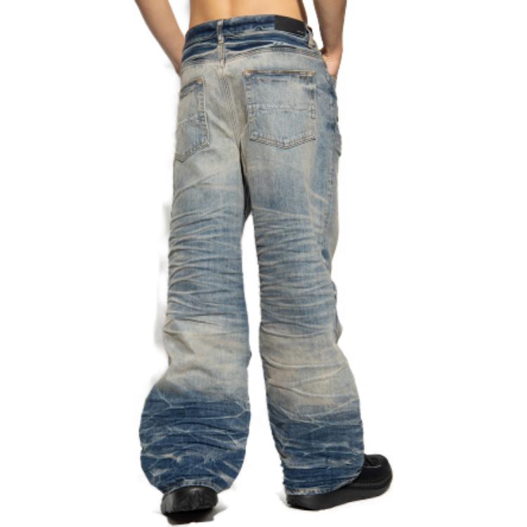 Shop AMIRI 寬鬆直筒藍色休閒牛仔褲 AW23MDF007-875