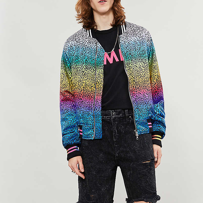 Lookbook AMIRI 彩虹豹紋印花絲質飛行夾克 多彩款 MOBOMSLR