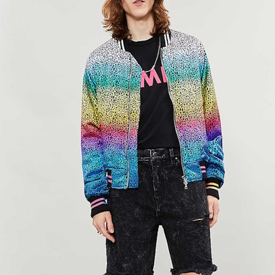 AMIRI 彩虹豹紋印花絲質飛行夾克 多彩款 MOBOMSLR Lookbook AMIRI 彩虹豹紋印花絲質飛行夾克 多彩款 MOBOMSLR