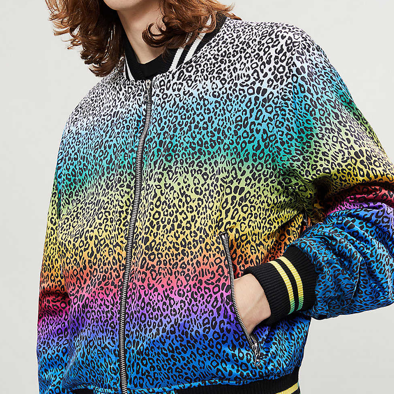 Purchase AMIRI 彩虹豹紋印花絲質飛行夾克 多彩款 MOBOMSLR